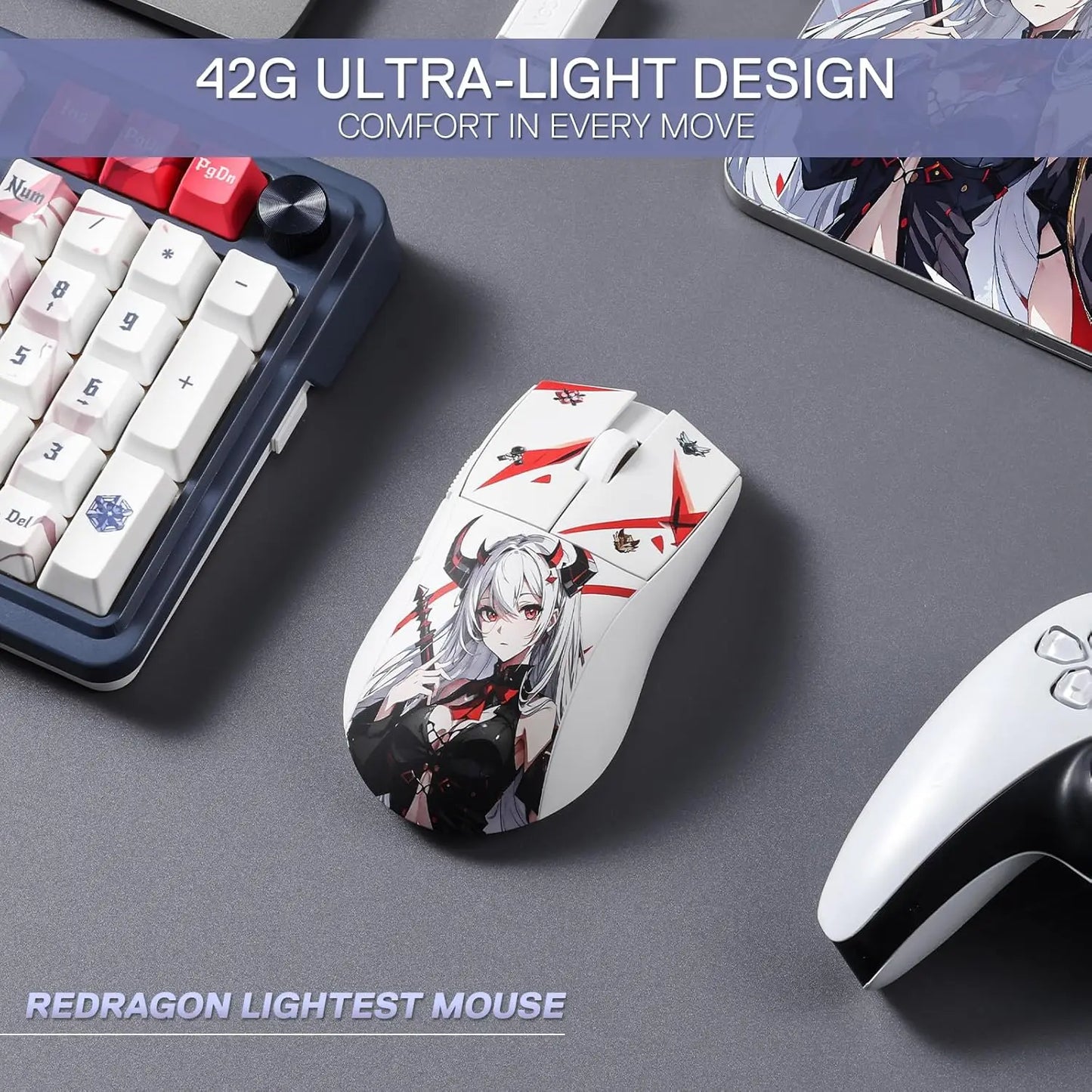 M916AK PRO 3-Mode 42G Ultra-Light 26K Anime Gaming Mouse