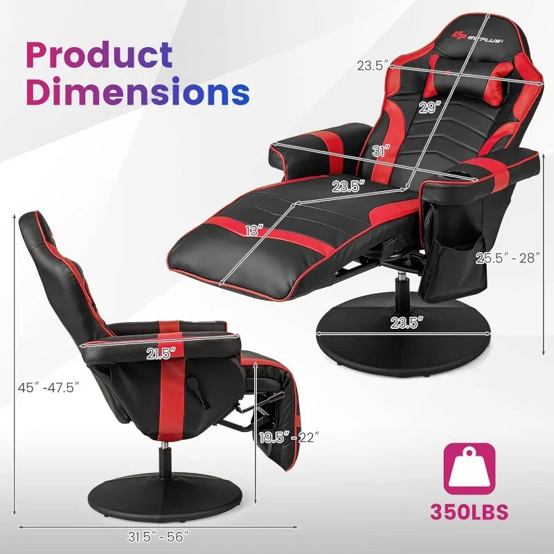 Gaming Ergonomic Recliner Massage Chair with Footrest