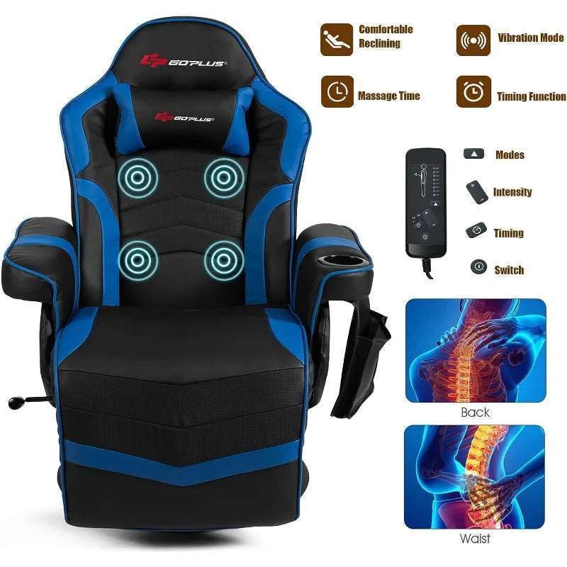 Gaming Ergonomic Recliner Massage Chair with Footrest