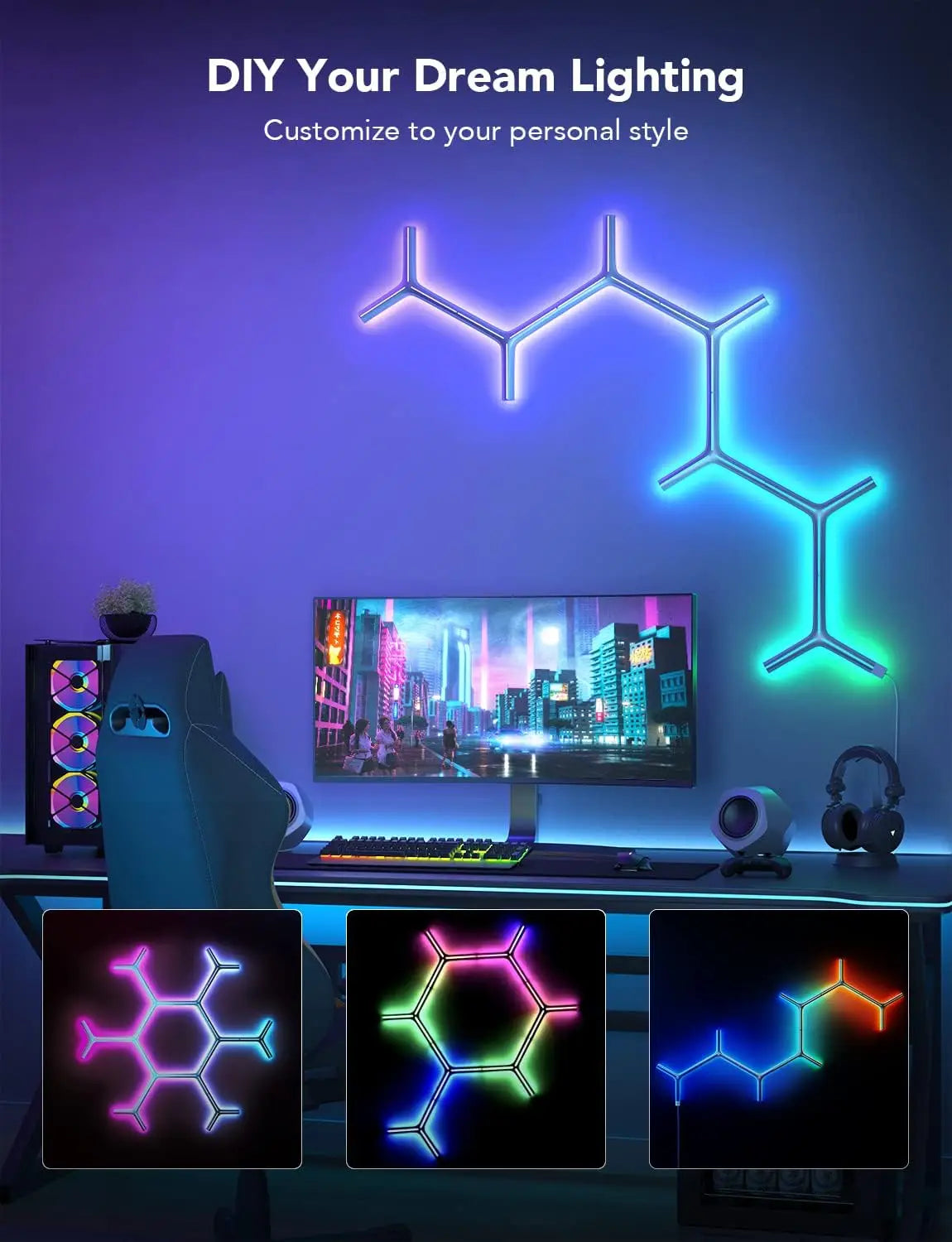 LED Gaming Lights for Wall, Smart Wi-Fi Game Lights