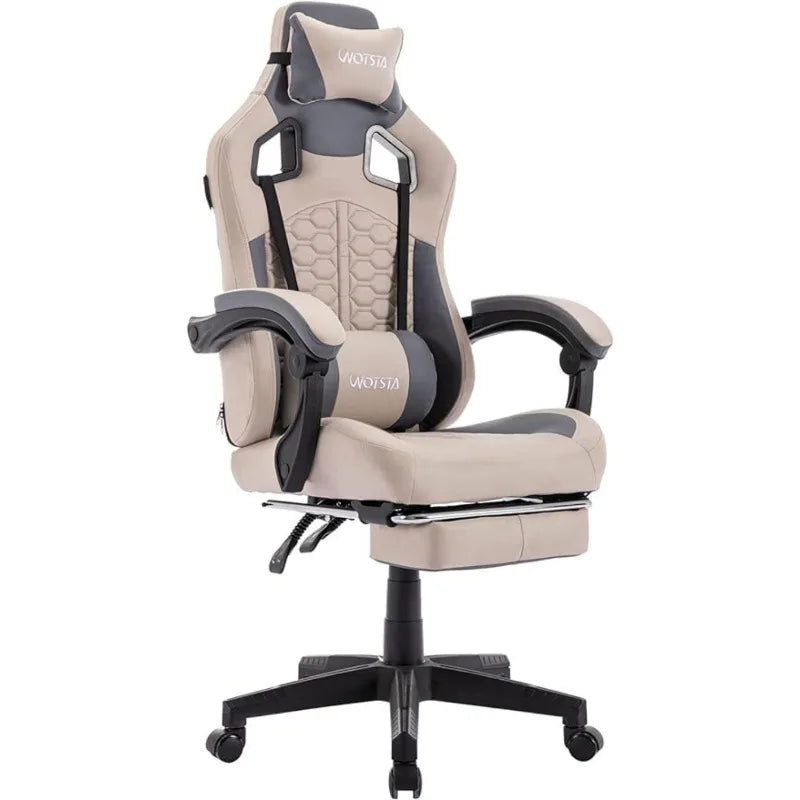 Ergonomic Massaging Gaming Chair with Comfortable Footrest and Headrest