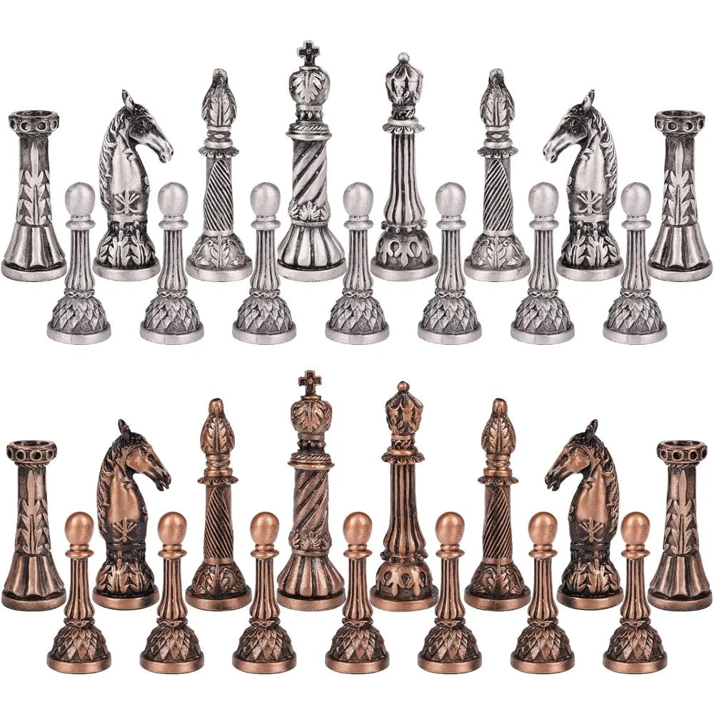 Retro Metal Chess Set for Adults and Kids