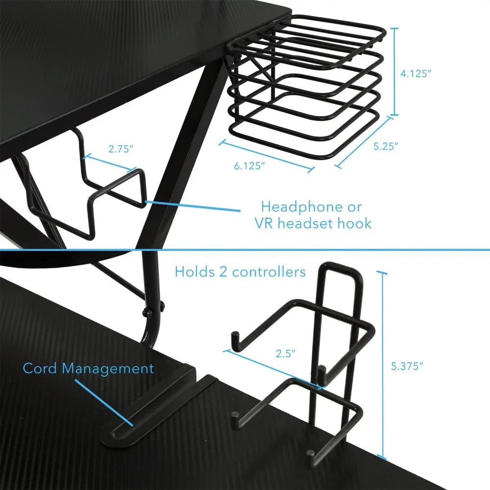 Professional Gaming Desk Pro with Accessory Holders and Cable Slots